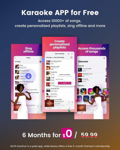 Ikarao Smart Karaoke Machine for Adults - with Lyrics Display, 64GB Karaoke Tablet, 2 Wireless Mics, Professional Karaoke System, 300W Peak Power, 4 DJ Lights, Karaoke Speaker for Any Occasion