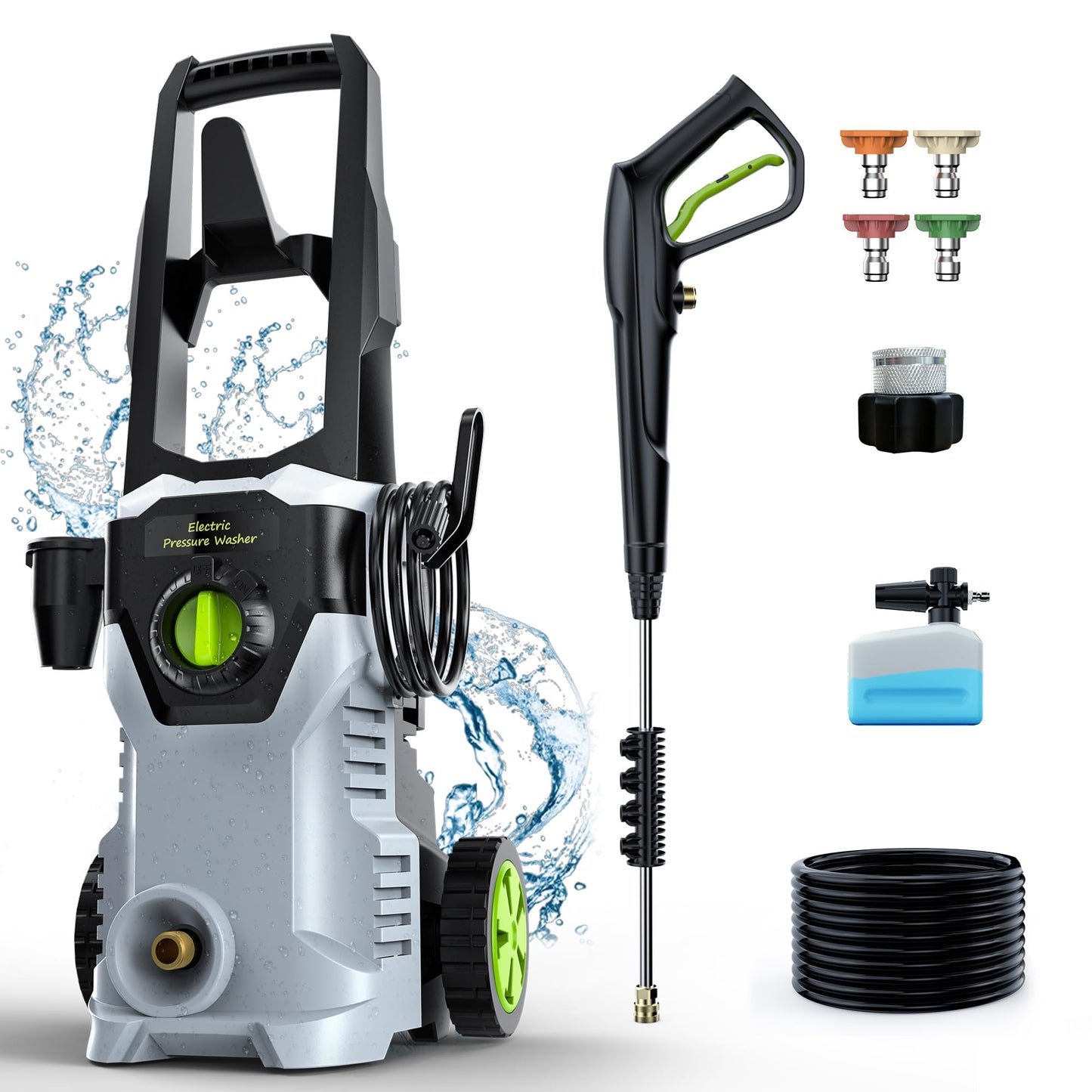 Pressure Washer, Power Washer with Foam Cannon High Pressure Washer for Cars, Fences, Patios, Decks, Patios and Driveway Powerwasher