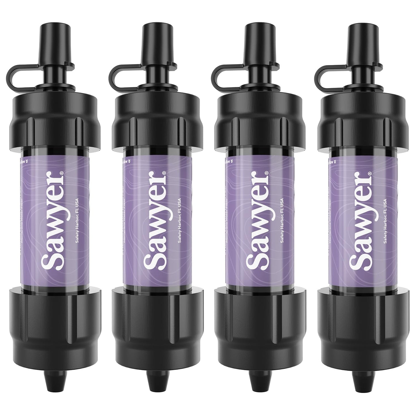 Sawyer Products SP3504 Mini Water Filtration System, Filter and Cleaning Plunger only, 4-Pack, Purple