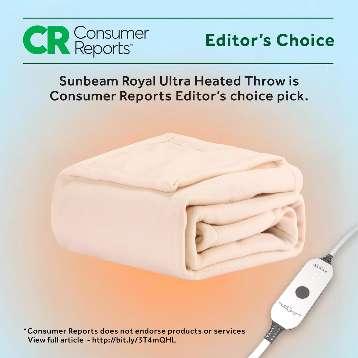 Sunbeam Royal Ultra Fleece Heated Electric Blanket Twin Size, 84" x 62", 12 Heat Settings, 12-Hour Selectable Auto Shut-Off, Fast Heating, Machine Washable, Warm and Cozy, Matcha