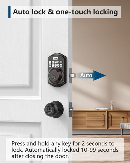 TEEHO TE001 Keyless Entry Door Lock with Keypad - Smart Deadbolt Lock for Front Door with 2 Keys - Auto Lock - Easy Installation - Oil-Rubbed Bronze