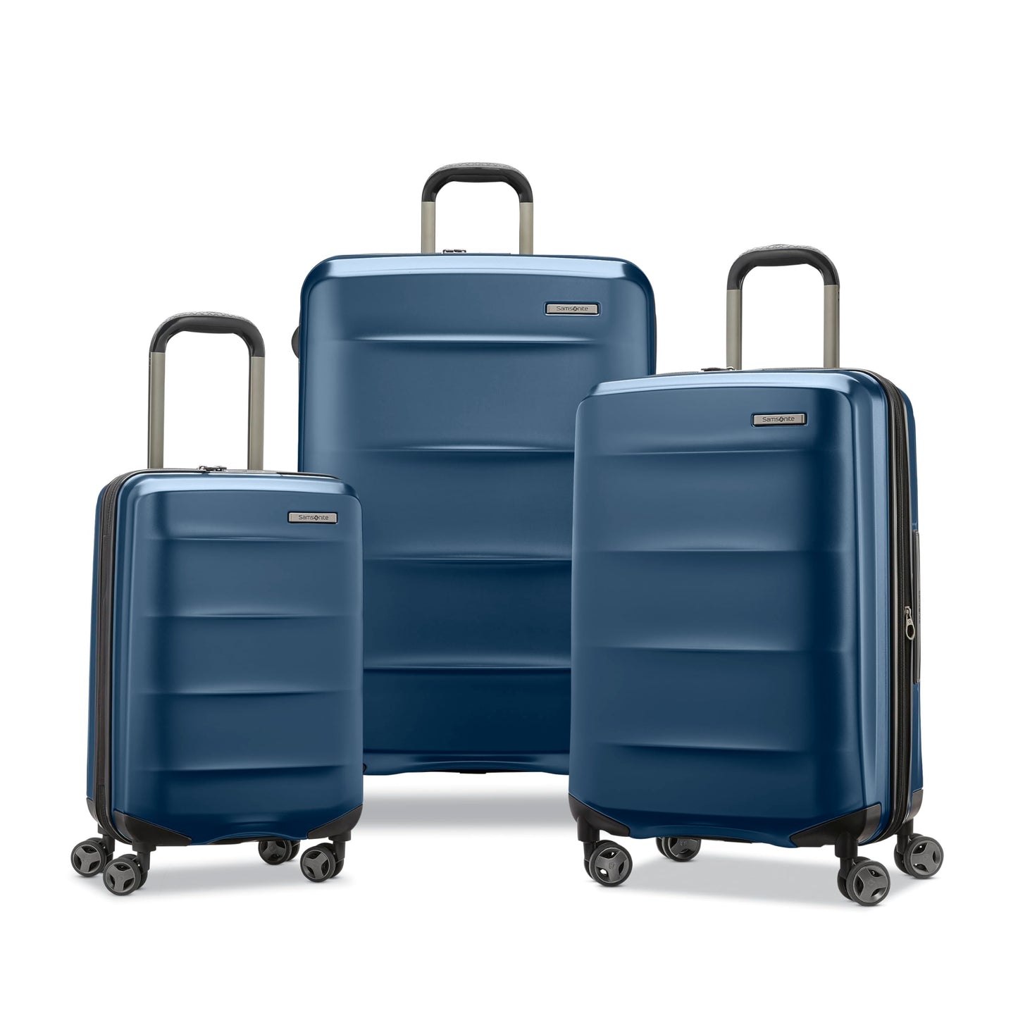 Samsonite Octiv Lightweight Hardshell 3-Piece Luggage Set (20/24/28) - Durable & Impact Resistant, 360° Aero Trac Spinner Wheels, Adjustable Telescopic Handle, Expandable, TSA Approved Lock - Blue