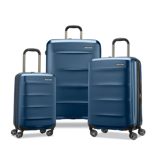 Samsonite Octiv Lightweight Hardshell 3-Piece Luggage Set (20/24/28) - Durable & Impact Resistant, 360° Aero Trac Spinner Wheels, Adjustable Telescopic Handle, Expandable, TSA Approved Lock - Blue