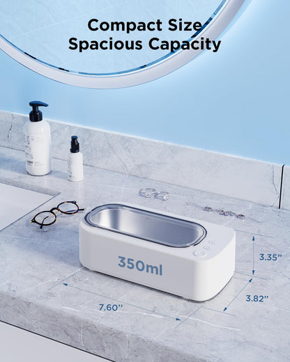 OSLTWI Ultrasonic Jewelry Cleaner Machine: 48KHz Ultra Sonic Cleaner for Jewelry,Eyeglass,Rings,Watch Band,Dentures,with Dual Cleaning Modes,350ML 304 Stainless Steel Tank,Gift for Wife,Mom,Daughter