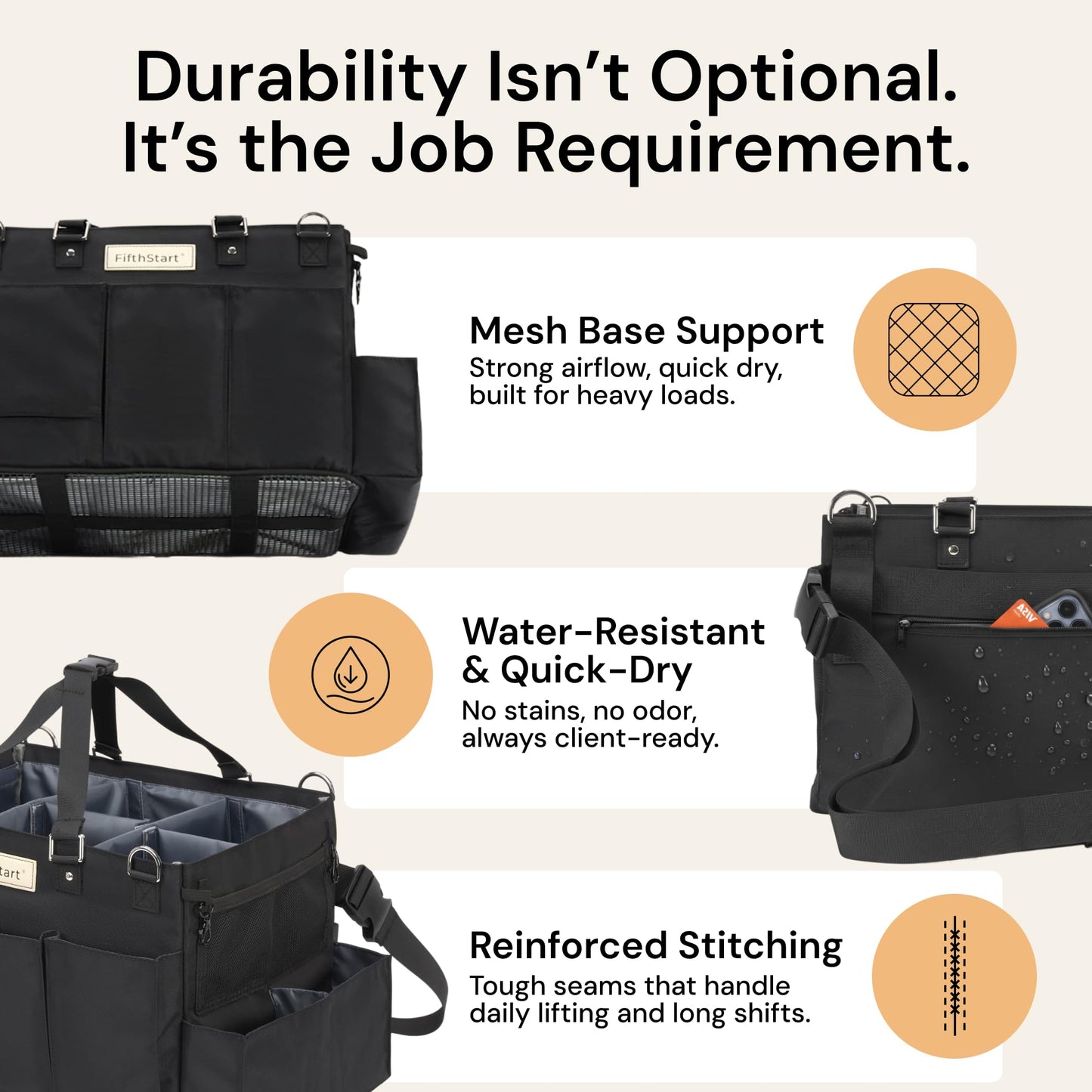 FifthStart Cleaning Supplies Organizer Tote & Caddy - X-Large, Black Nylon - Adjustable Straps for Cleaning Tote - 9 Pockets & Dividers in Organizer Bag - Durable Nylon Construction for Diaper Caddy