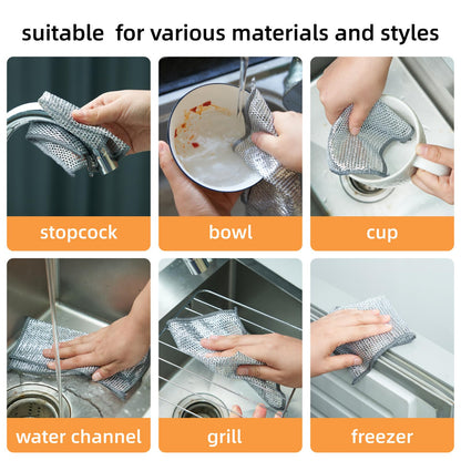 DyPinYise Multipurpose Wire Miracle Cleaning Cloths, Magnifying Wire Dishwashing Rags for Wet and Dry Mesh Microfiber Cleaning Cloth for Metal, Kitchen, Dishes