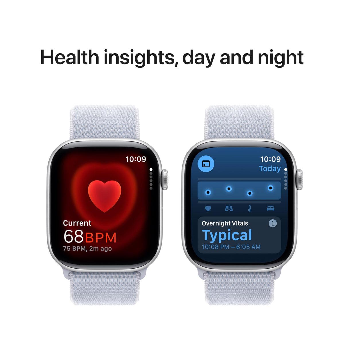 Apple Watch Series 10 [GPS 46mm case] Smartwatch with Silver Aluminium Case with Blue Cloud Sport Loop. Fitness Tracker, ECG App, Always-On Retina Display, Carbon Neutral
