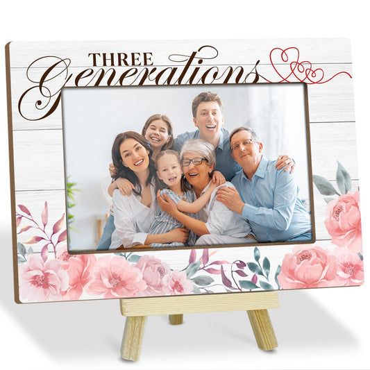 Three Generations Picture Frames Picture Gifts for Grandparents Family Photo Frames with Wood Stand for Tabletop Display Wood Picture Frames Table Desk Decor for Home Livingroom Bedroom - YT41