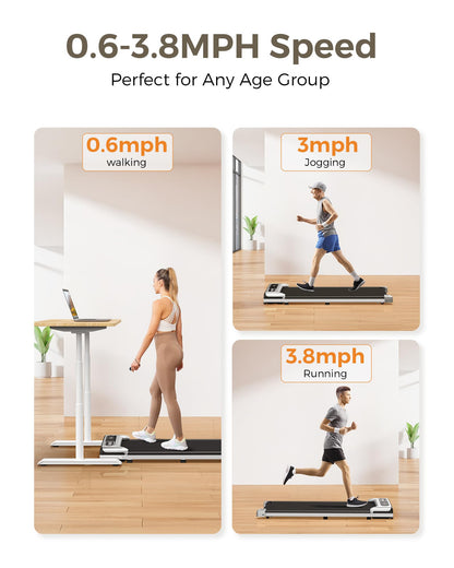 Yagud Under Desk Treadmill, Walking Pad for Home and Office, 2.5 HP Portable Walking Jogging Running Machine with Remote Control and LED Display, Sliver