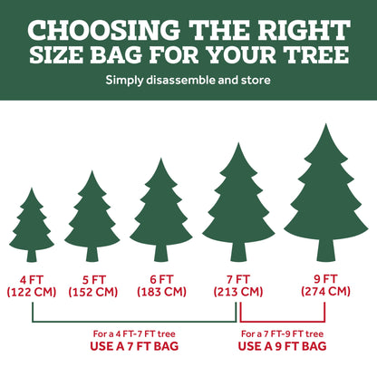ZOBER 9 Ft Large Christmas Tree Storage Bag - Fits 9 Ft Artificial Trees - Plastic, Waterproof Christmas Tree Bag For Storage Box For Xmas - Strong, Durable Handles - Label Card Slot - Red
