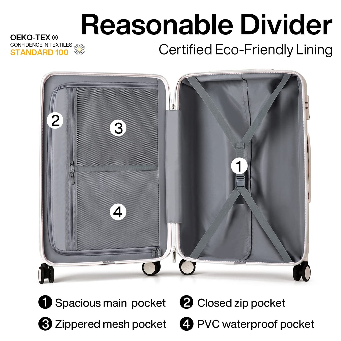 Hanke Luggage Sets 2 piece Carry On Luggage with Wheels PC Hard Shell Suitcases Lightweight Checked Travel Luggage Large Travel Suitcase Woman Men 20/29 Inch(Ivory White)