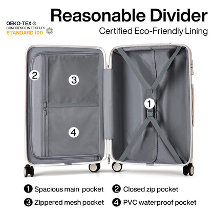 Hanke Luggage Sets 2 piece Carry On Luggage with Wheels PC Hard Shell Suitcases Lightweight Checked Travel Luggage Large Travel Suitcase Woman Men 20/29 Inch(Ivory White)