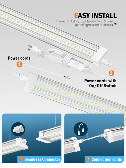 ELEKICO Upgrade Hanging | Surface Mount 4' Led Shop Lights for Workshop 4FT 10pack, Super Bright 10000LM 5000K 60W Linkable 4FT Led Shop Light for Workshop Garage Factory Warehouse Shop Workbench