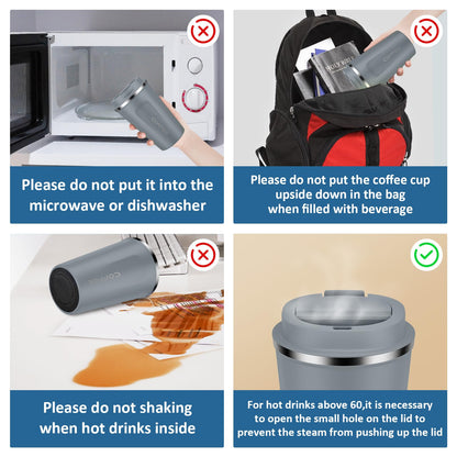 CS COSDDI 12 oz Stainless Steel Vacuum Insulated Tumbler - Coffee Travel Mug Spill Proof with Lid - Coffee Cups for Keep Hot/Ice Coffee,Tea and Beer