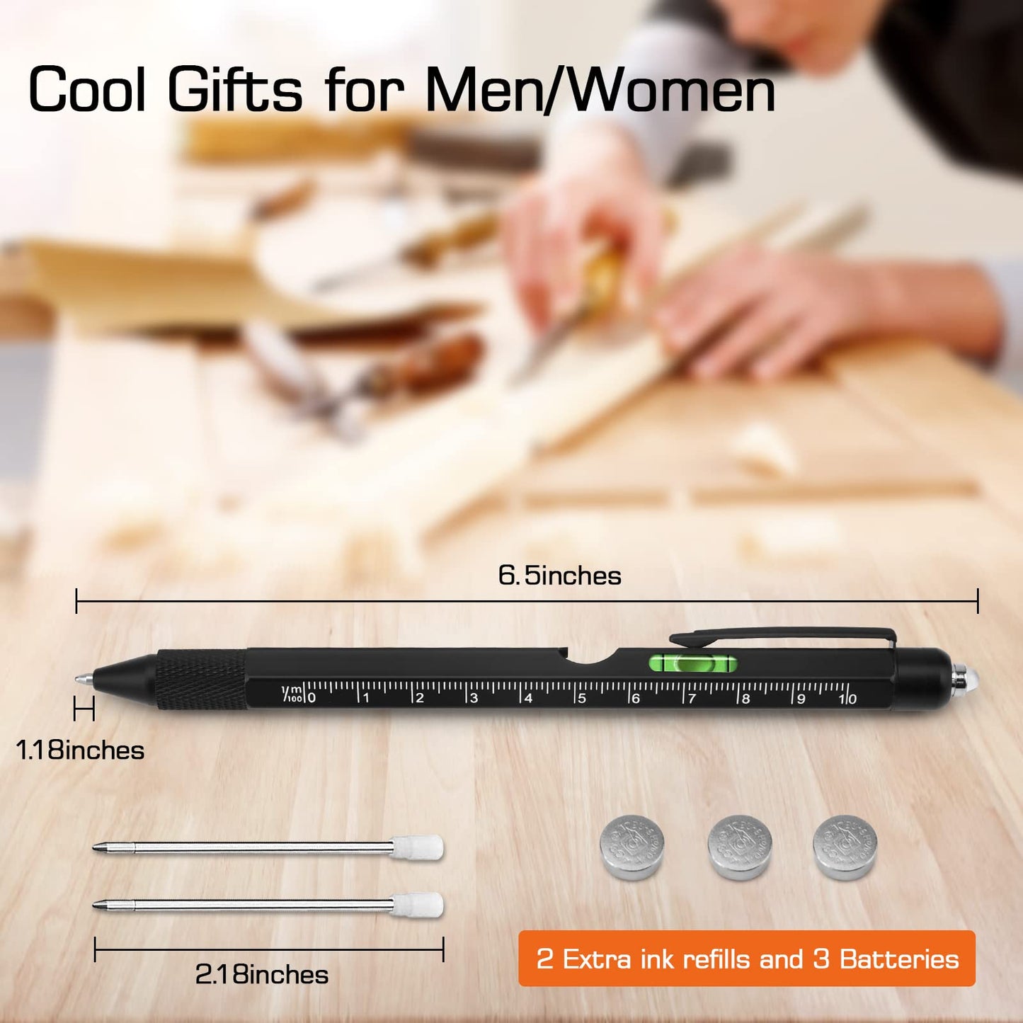 Gifts for Men, Fathers Day Dad Gifts from Daughter Son, 9 in 1 Multitool Pen, Tools Gadgets for Men, Birthday Christmas Stocking Stuffers for Adults Dad Husband Boyfriend Him
