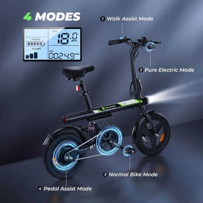 isinwheel U1 Electric Bike for Adults 500W Motor, 20 mph Folding Ebike
