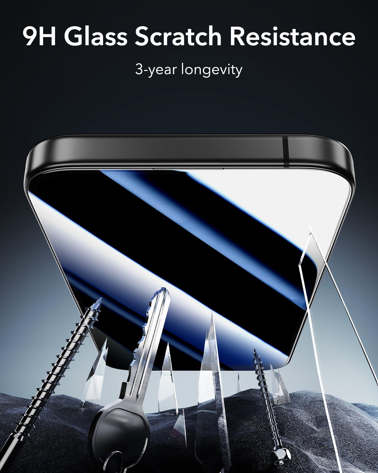 ESR 3 Pack 9H+ Glass for iPhone 16 Pro Max Privacy Screen Protector, [Military Grade Shatterproof & Longest Durable] Armorite Anti-spy Tempered Glass with UltraFit Tray