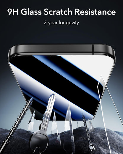 ESR 3 Pack 9H+ Glass for iPhone 16 Pro Max Privacy Screen Protector, [Military Grade Shatterproof & Longest Durable] Armorite Anti-spy Tempered Glass with UltraFit Tray