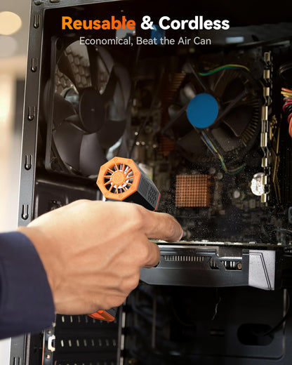 WOLFBOX MF50 Electric Air Duster-110000RPM Super Power Cordless Air Duster, 3-Gear Adjustable Mini Blower with Fast Charging, Dust Blower for Computer, Keyboard, House, Outdoor and Car