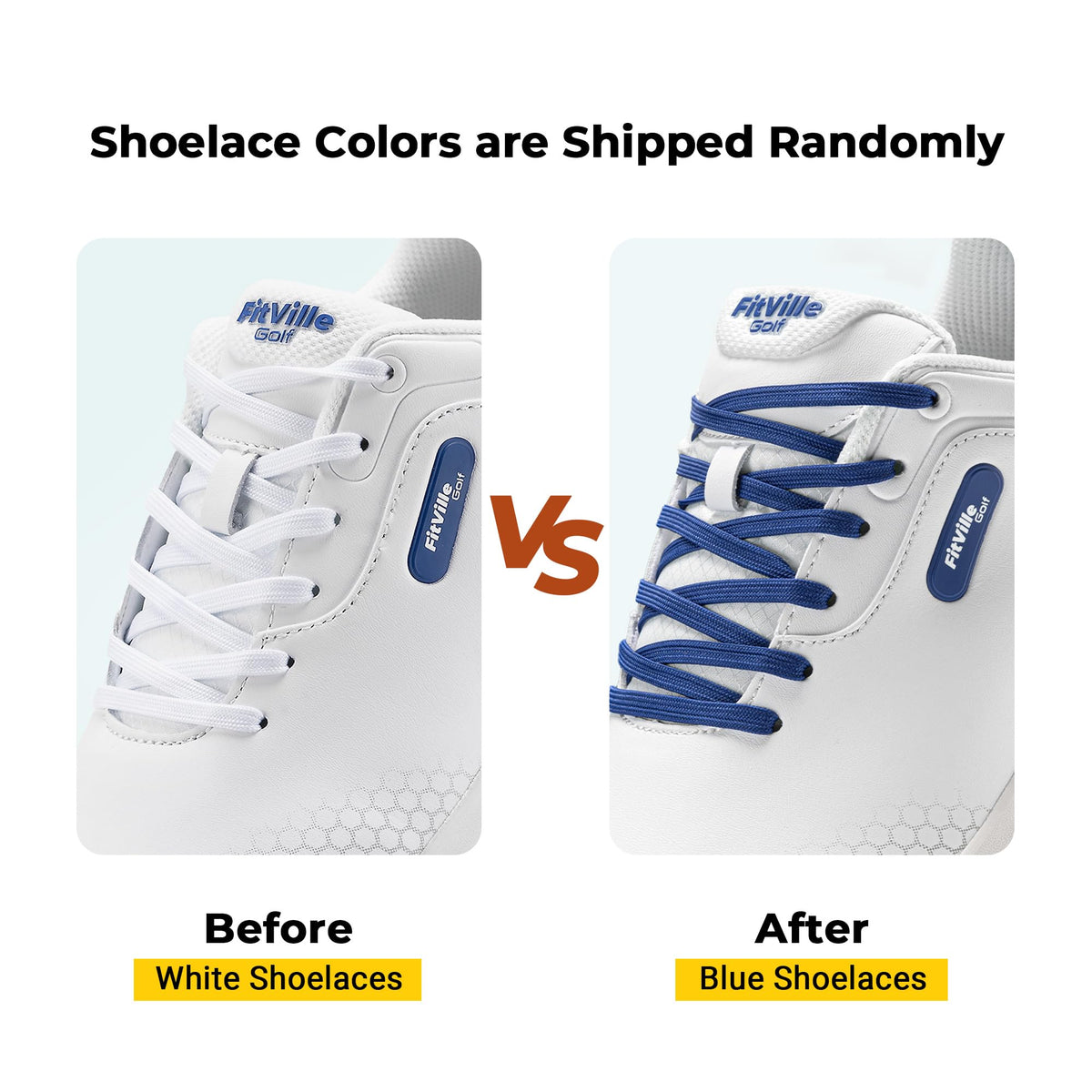 FitVille Wide Mens Golf Shoes Professional Outdoor Waterproof Spiked Golf Shoes for Men(White Blue, 10.5 Wide)