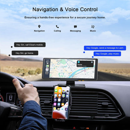 Wireless Apple Carplay Screen,Android Auto,with 4K Dash Cam,1080P Rear Camera,9.26'' Portable Car Stereo Touchscreen,Voice Control,GPS Navigation,Mirror Link,Car Audio Receivers with Bluetooth,AUX,FM