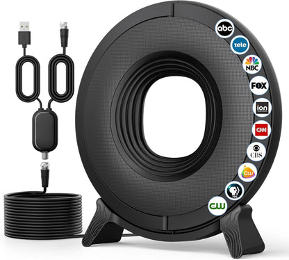 fuioopasz TV Antenna for Smart TV Indoor, TV Antenna for Local Channels,Digital Antenna for Smart tv Indoor,Easy Installation,Support 4K 1080p with Signal Booster 360° Reception -Black Upgrade