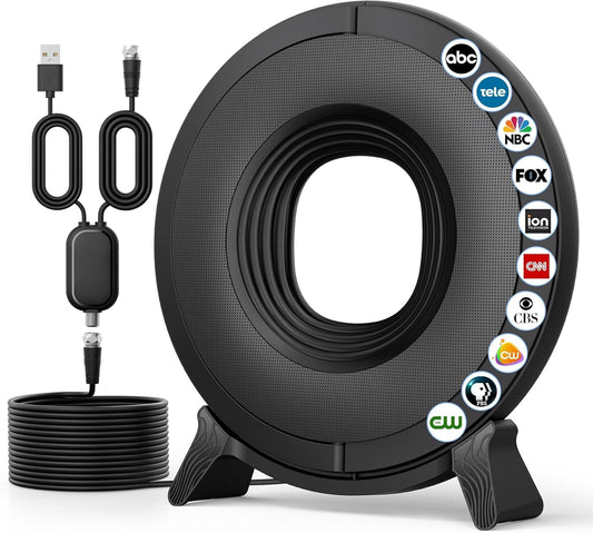 fuioopasz TV Antenna for Smart TV Indoor, TV Antenna for Local Channels,Digital Antenna for Smart tv Indoor,Easy Installation,Support 4K 1080p with Signal Booster 360° Reception -Black Upgrade