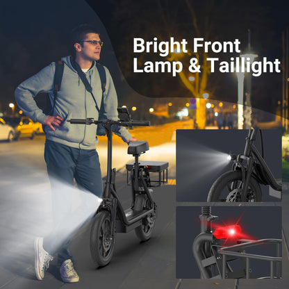 NAVIC T1PRO Electric Scooter,Electric Scooter with Seat,Max 49 Miles Ranges,Top Speed 22 mph,750W Peak Motor for Pets,Cargo with Back Basket