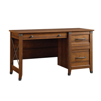 Sauder Carson Forge Vintage Rustic Computer Desk for Home Office with Drawers, in Washington Cherry