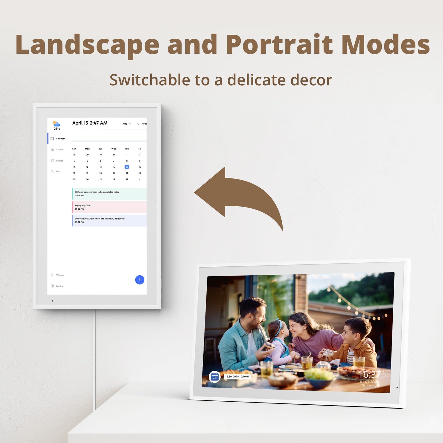 Dragon Touch 21.5" Digital Calendar Chore Chart – 1080P Full HD Interactive Touchscreen, Smart Family Planner, Hearth Display Digital Calendar Wall & Desk Mountable for Seamless Scheduling
