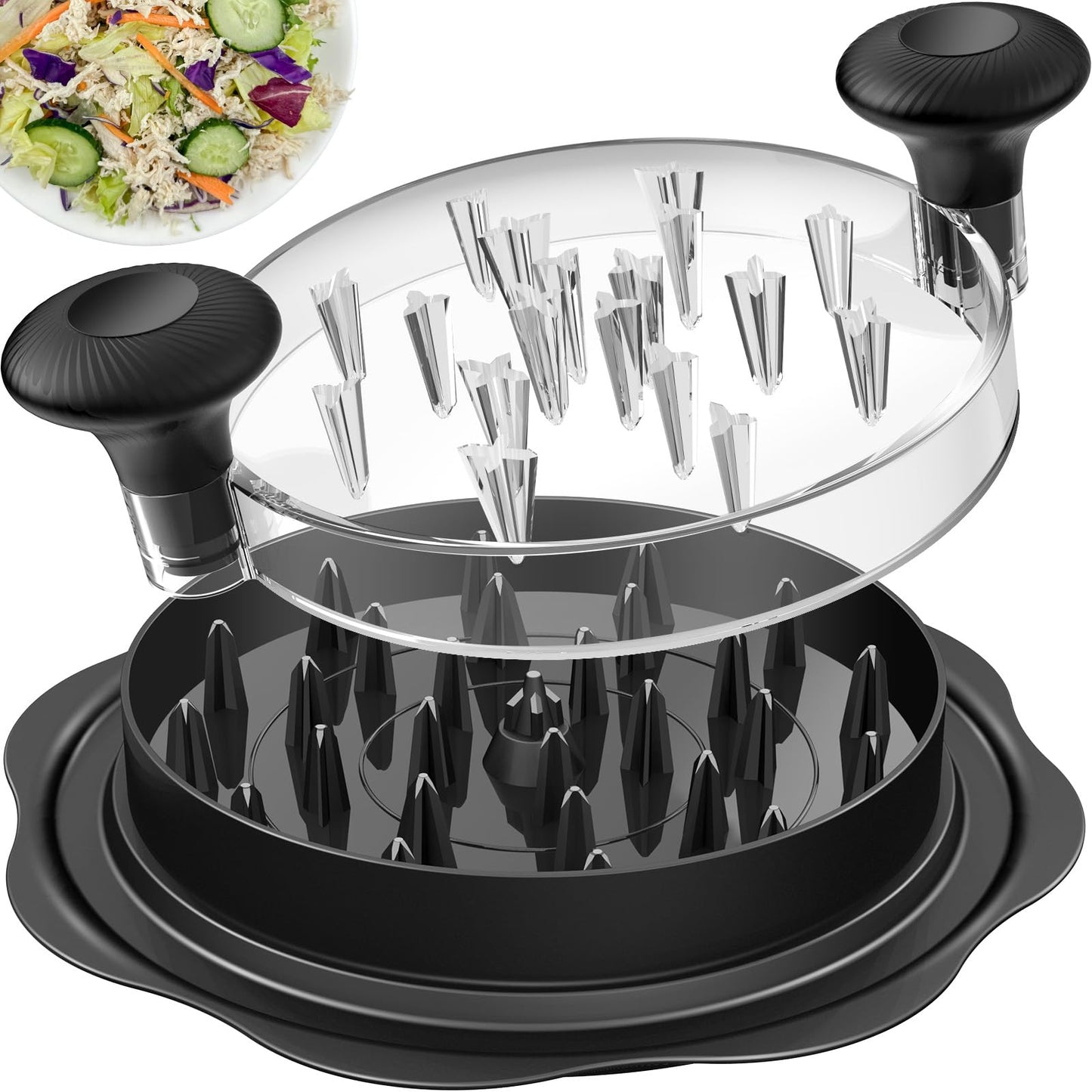 Ukeetap 10" Pro Chicken Shredder Tool Twist Large for Kitchen, BPA-Free Food-Safe Meat Grinder, Visible Chicken Breast Meat Shredder with Strong Anti-Slip Bottom & Ergonomic Handle, Black