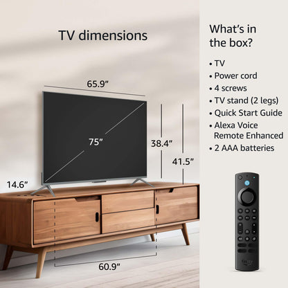 Amazon Fire TV 75" Omni QLED Series 4K UHD smart TV, Dolby Vision IQ, Fire TV Ambient Experience, local dimming, hands-free with Alexa