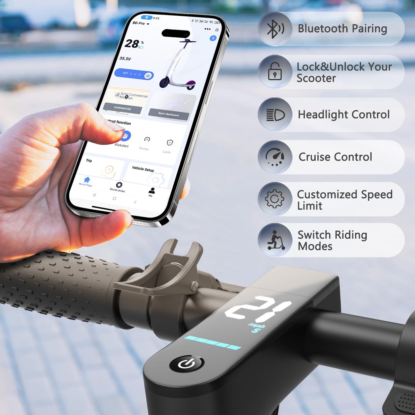 WERHY 8.5''/10'' Electric Scooter, 350W/500W Motor, Top Speed 19/22 mph, Max 28/23/16Miles Ranges, Foldable E Scooter for Adults