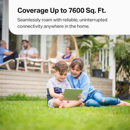 TP-Link Tri-Band WiFi 7 BE10000 Whole Home Mesh System (Deco BE63) - 6-Stream 10 Gbps, 4X 2.5G Ports Wired Backhaul, 4X Smart Internal Antennas, VPN, AI-Roaming, MU-MIMO, HomeShield (3-Pack)