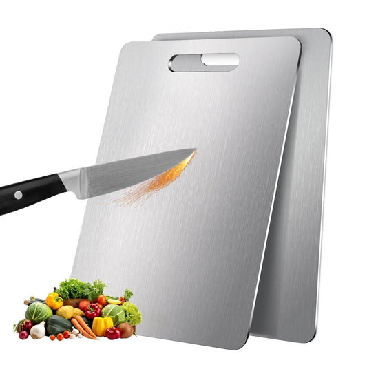 2 Pack, 100% Pure Titanium Cutting Board - 15x11 Inch Non-Slip Kitchen Chopping Board, Dishwasher Safe, Scratch Resistant, Easy to Clean, Durable & Hygienic for Meat, Vegetables, and Fruits