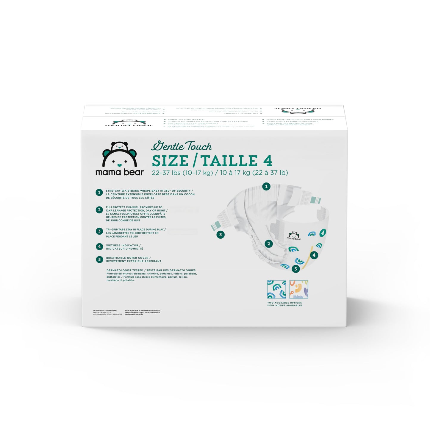 Amazon Brand - Mama Bear Gentle Touch Diapers, Size 4, 148 Count (4 packs of 37)