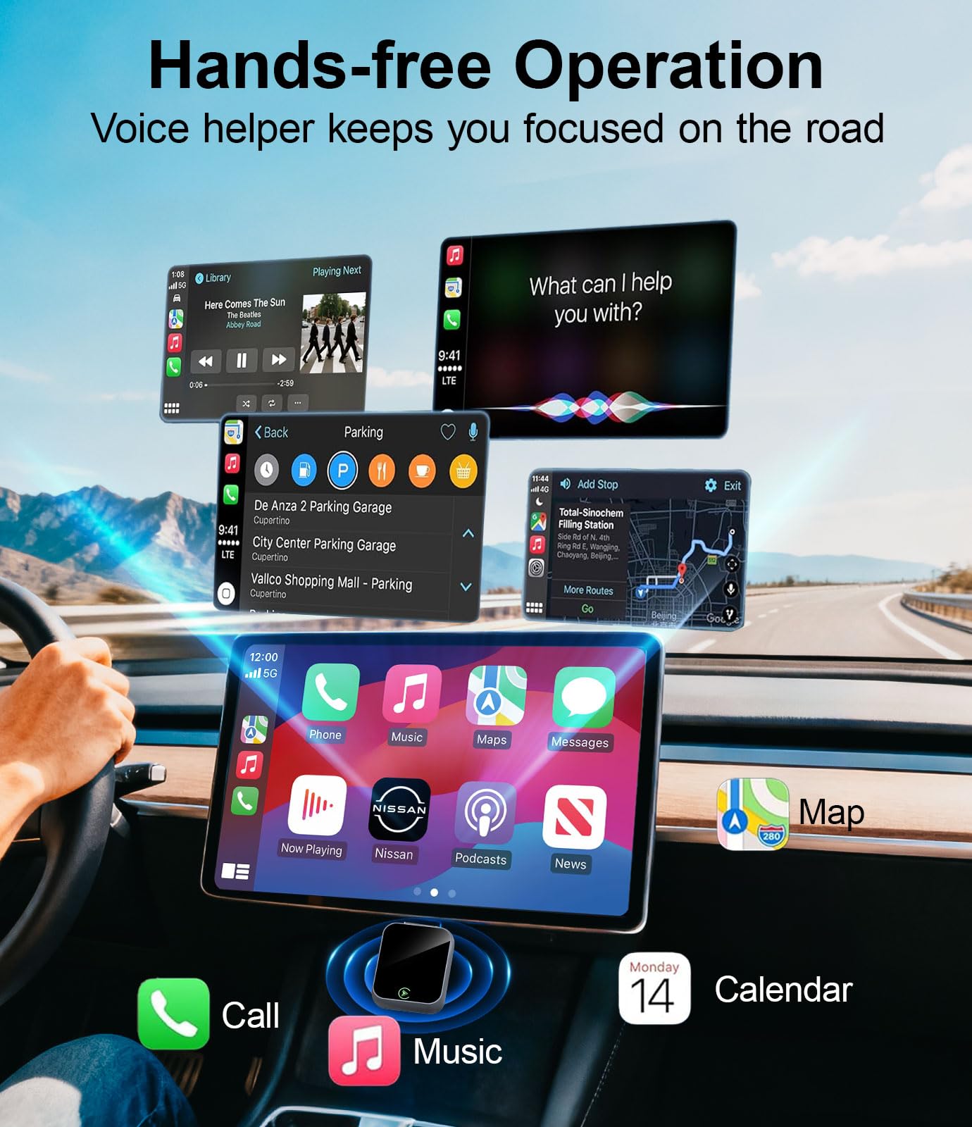 Enhanlife 2026 Wireless CarPlay Adapter for iPhone - 5s Auto-Connect, No Audio Lag - Convert Factory Wired to Wireless CarPlay - Bluetooth 5.3 & 5GHz Wi-Fi - Plug & Play (Includes USB A/C)