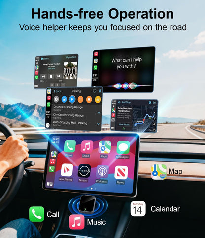Enhanlife 2026 Wireless CarPlay Adapter for iPhone - 5s Auto-Connect, No Audio Lag - Convert Factory Wired to Wireless CarPlay - Bluetooth 5.3 & 5GHz Wi-Fi - Plug & Play (Includes USB A/C)