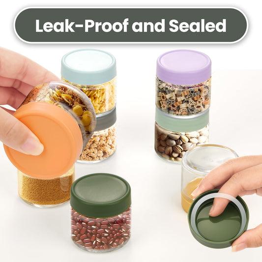 Lulonpon 8 Pieces 16 oz Overnight Oats Containers with Lids, Glass Storage Containers with Airtight Lids, Glass Overnight Oat Jars, Wide Mouth Snack Oats Jars, Jar for Salad Yogurt Spice