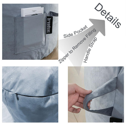 breadsac Bean Bag Chairs, Memory Foam Stuffing Bean Bag Chair for Adults/Teens/Kids, Velvet Lazy Sofa Furniture with Removable High-Rebound Memory Foam for Living Room Bedroom College Dorm