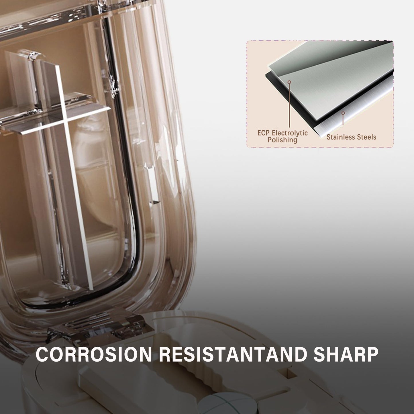 DUBSTAR Pill Cutter Splitter for Cutting Multiple Pills, 1/2 1/4 Pill Cutter Splitter for Small and Tiny Pills (Clear Beige)