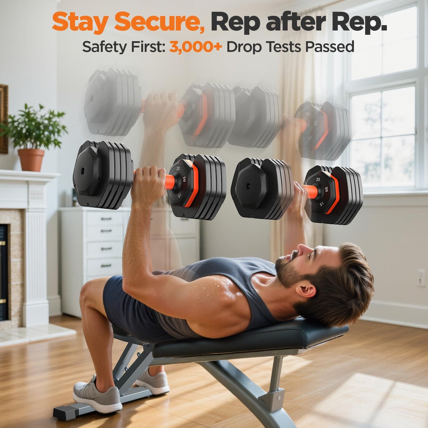 Adjustable Dumbbells Set 25LB, Weights Dumbbells Set 5/10/15/20/25lbs, Anti-Slip Handle for Exercise Fitness Workout Adjustable dumbbell set 2 (25, Pounds)
