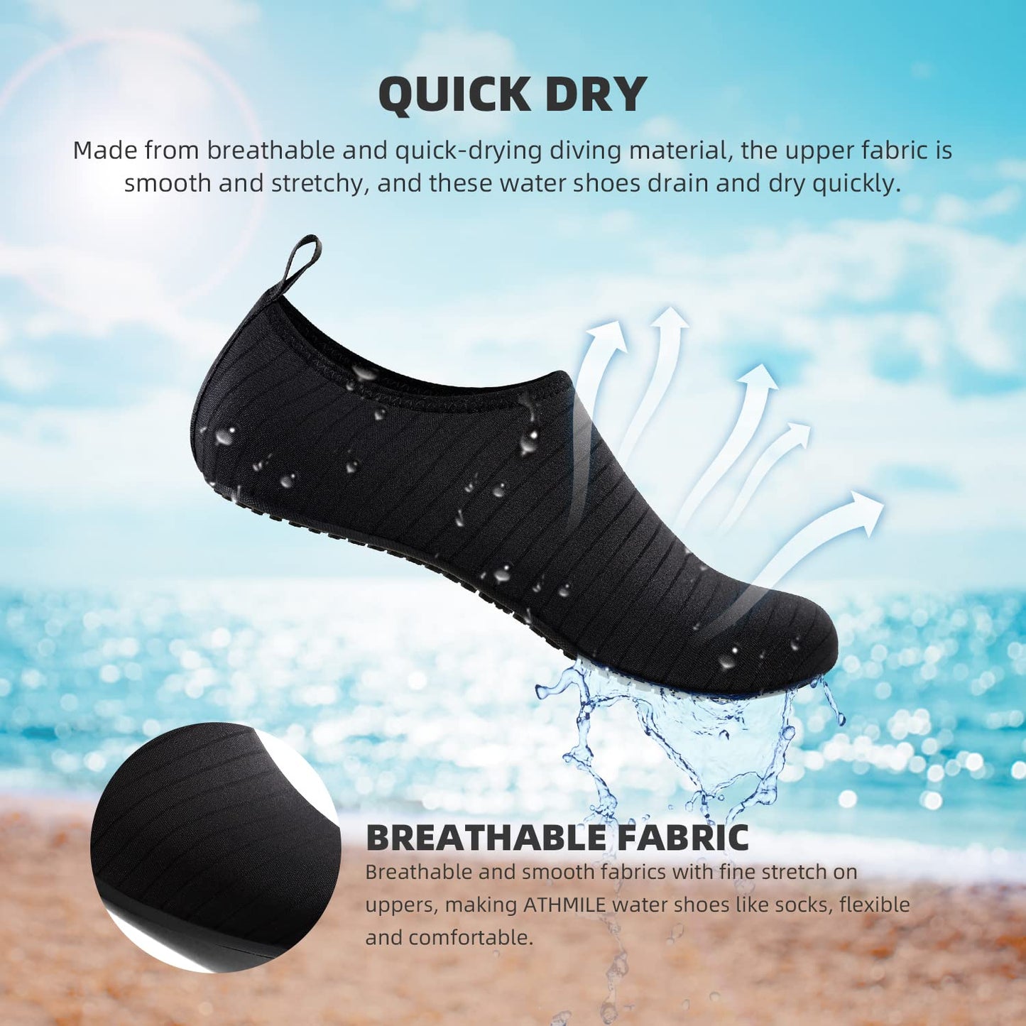 Water Shoes for Women Men Vacation Essentials Travel Accessories Must Haves Beach Fashion Wear Kayak Necessities Trip Boat Fish Item Swim Socks Adult Youth Size 7-8 Women/6-7 Men