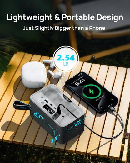 Portable Power Station 28,000mAh LiFePO4 Battery 100W(200W Peak) Solar Power Bank, Portable Charger Small Generator with AC Outlets & PD Fast Charging for Home/Laptop/Camping(Solar Panel Optional)