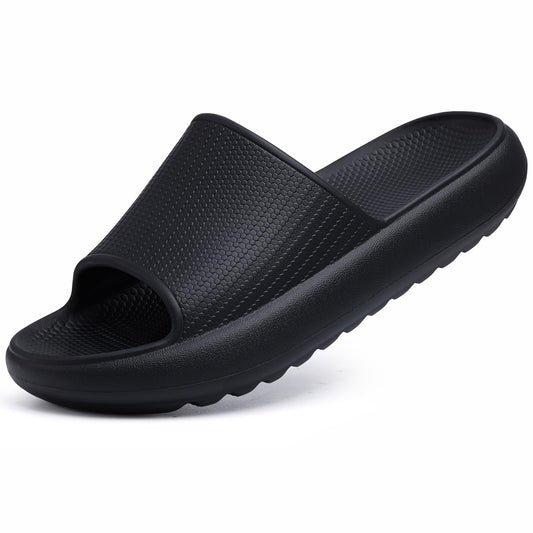Comwarm Cloud Slide Sandals for Women Men Ultra Comfort Recovery Pillow Slippers Soft Summer Beach Shoes with Low Arch Support,Matte Black Size 6.5-7 Wonmen/5-5.5 Men