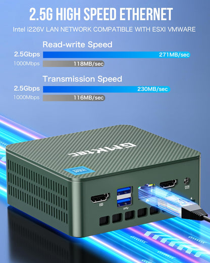 GMKtec Mini PC, Intel Twin Lake N150 (Upgraded N100), 16GB DDR4 RAM 512GB PCIe M.2 SSD, Desktop Computer 4K Dual HDMI/USB3.2/WiFi 6/BT5.2/2.5GbE RJ45 for Office, Business