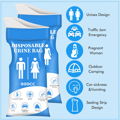 DIBBATU Disposable Urine Bag,12 PCS 800ML for Travel, Emergency Portable Pee Bag and Vomit Bags, Unisex Urinal Bag as Toilet Bag Suitable for Camping, Traffic Jams Pregnant, Patient, Kids
