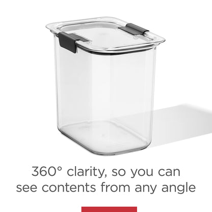 Rubbermaid Brilliance Plastic Food Storage Pantry Baking Set, 3 Containers with Lids (6 Pieces Total), BPA-Free, Clear