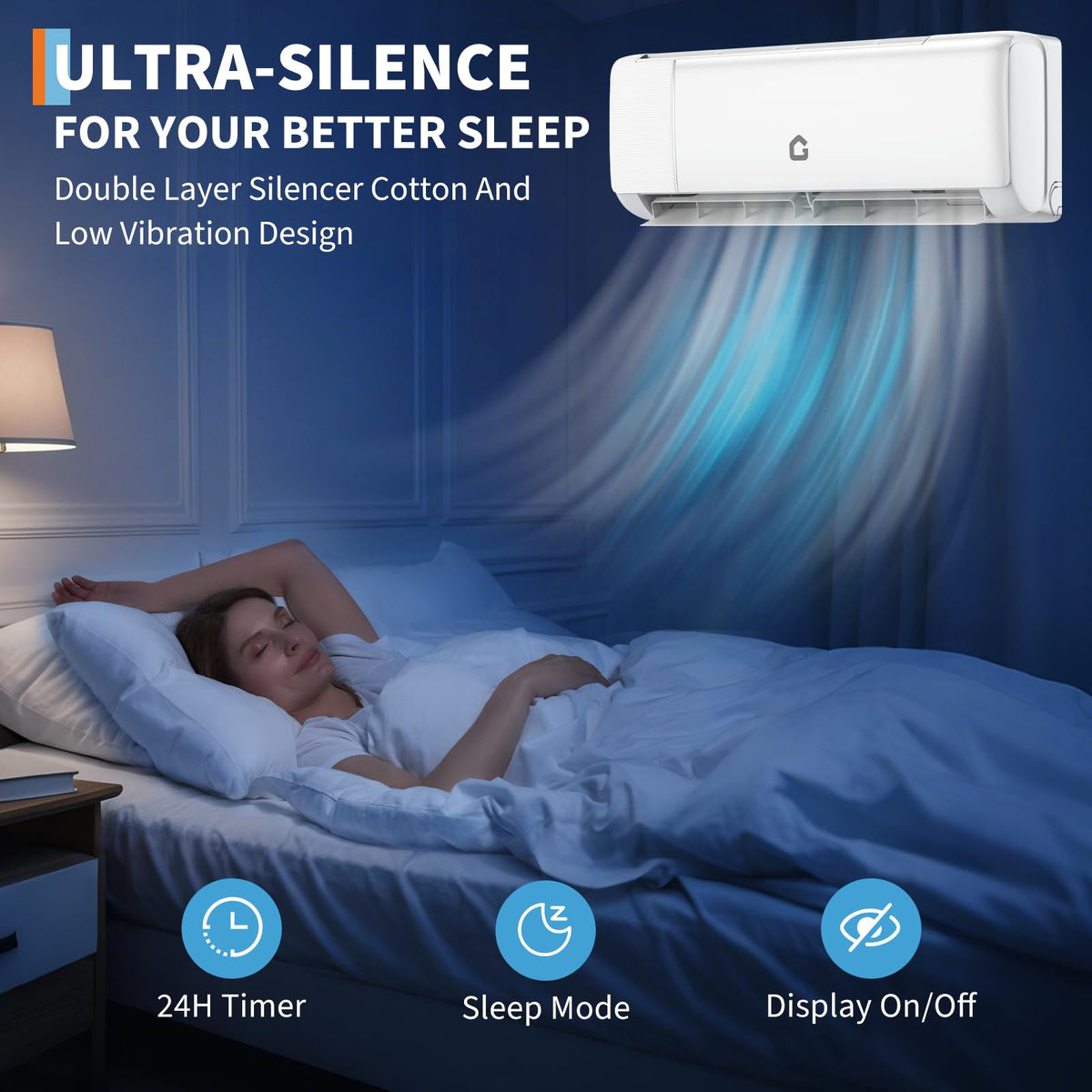 9000 BTU Mini Split Air Conditioner, 18.5 SEER2 208-230V Split Unit Ac and Heat Cool Up to 450 Sq.Ft, Ductless Air Conditioner w/Complete Installation Kit,Remote,2.0 Wifi Control,Low Noise