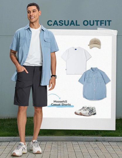 Moosehill Mens Cargo Hiking Shorts Lightweight Water Resistant for Casual Golf Work Tactical Fishing with 6 Pockets(Dark Grey, 36)